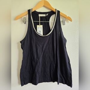 Ramy Brook Black Tank Top with Silver Trim
